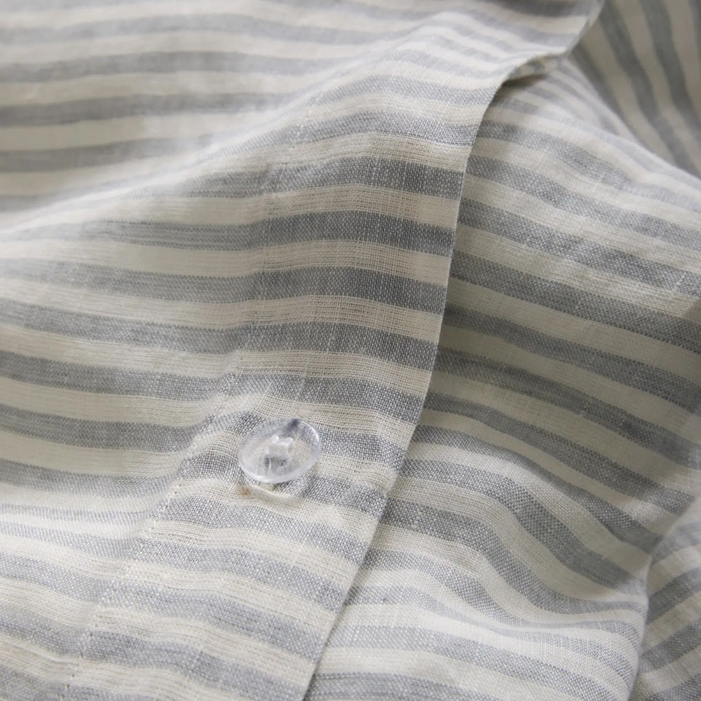 KING Duvet Cover European Linen QUINCE Mist Striped